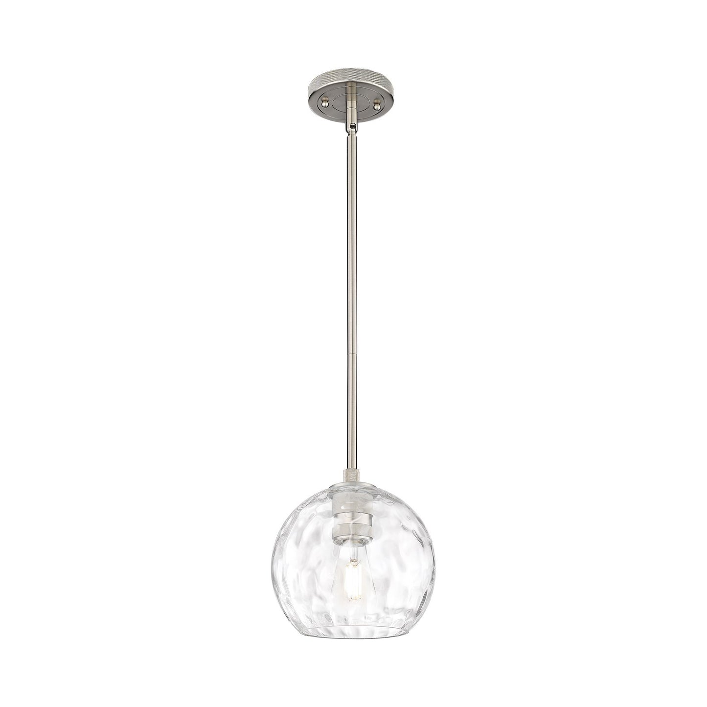 Innovations Athens Water Glass 8in 1-Light Pendant | Industrial Satin Nickel and Clear Glass | Kitchen Island & Dining Room | Model 434-1S-SN-G1215-8