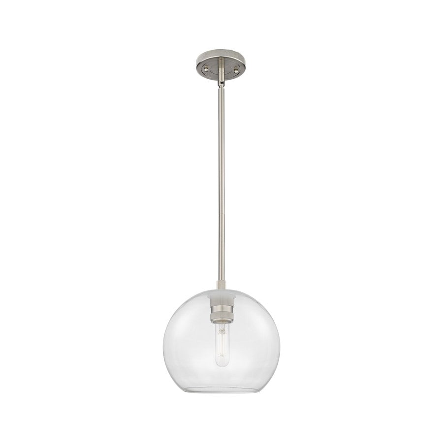 Innovations Crown Point 1Lt 8" Athens Stem Pendant, SN/Clear - 434-1S-SN-G122-8