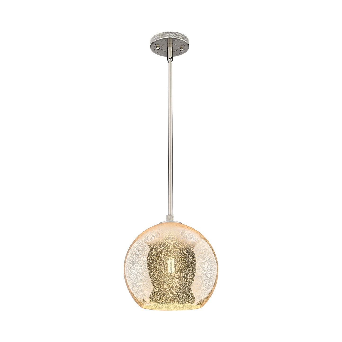 Innovations Athens 10in 1-Light Pendant | Industrial Satin Nickel and Mercury Glass | Kitchen Island & Dining Room | Model 434-1S-SN-G128-10