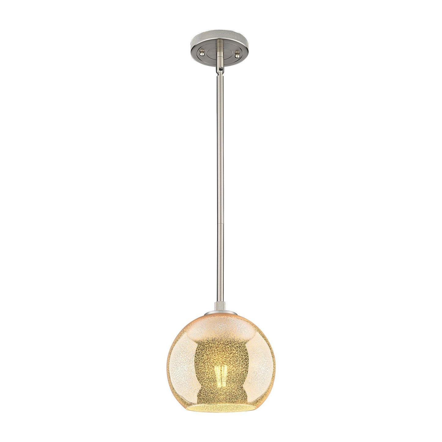 Innovations Athens 8in 1-Light Pendant | Industrial Satin Nickel and Mercury Glass | Kitchen Island & Dining Room | Model 434-1S-SN-G128-8