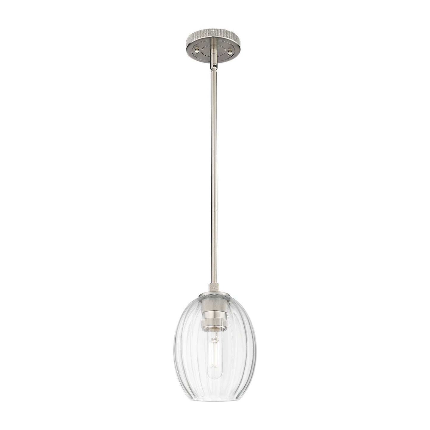 Innovations Preston Bulb 6in 1-Light Pendant | Industrial Satin Nickel and Clear Glass | Kitchen Island & Dining Room | Model 434-1S-SN-G459-6CL