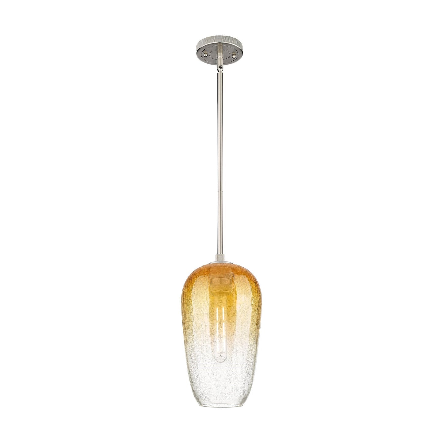 Innovations Brookhaven Flute 7in 1-Light Pendant | Industrial Satin Nickel and Amber Glass | Kitchen Island & Dining Room | Model 434-1S-SN-G484-7AM