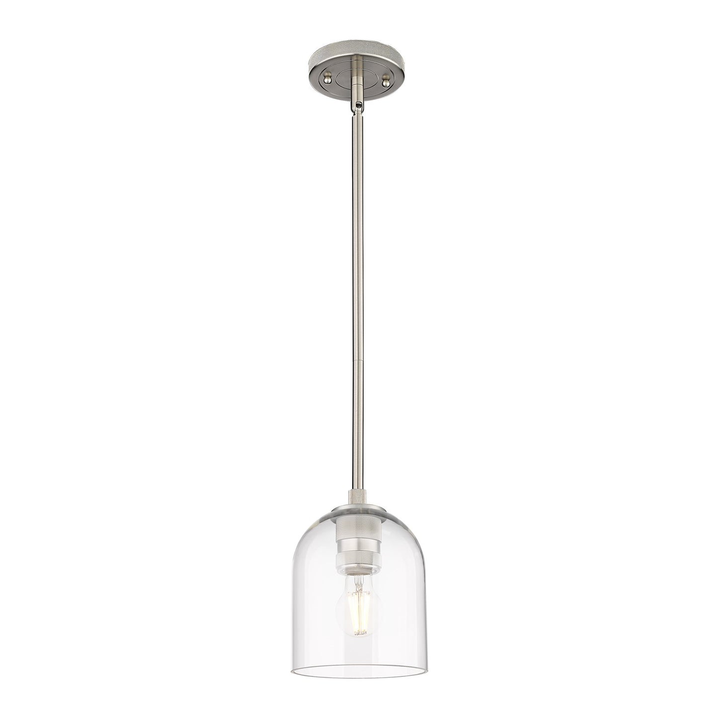 Innovations Bella 6in 1-Light Pendant | Industrial Satin Nickel and Clear Glass | Kitchen Island & Dining Room | Model 434-1S-SN-G558-6CL