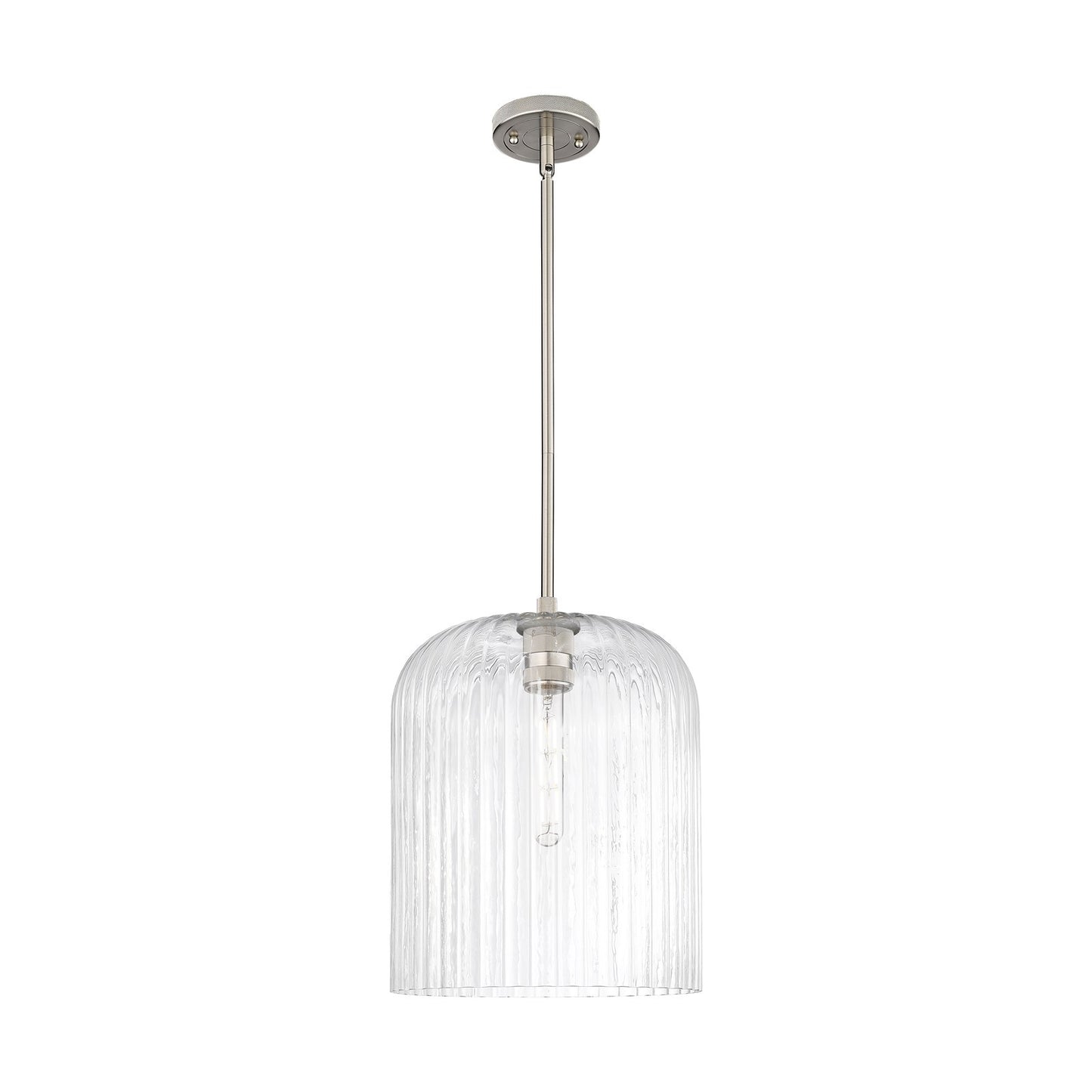 Innovations Crown Point 12in 1-Light Pendant | Industrial Satin Nickel and Clear Glass | Kitchen Island & Dining Room | Model 434-1S-SN-G559-12CL