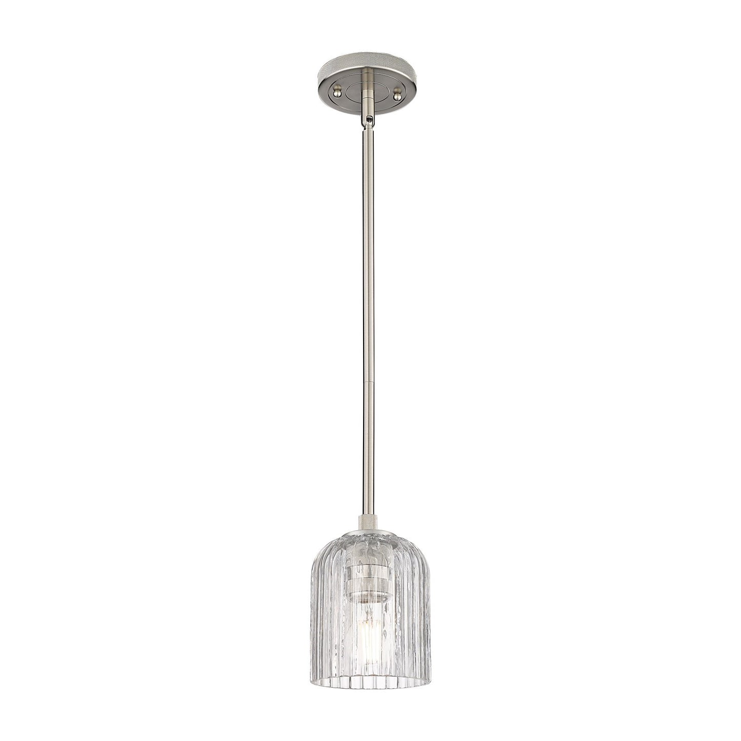Innovations Crown Point 5in 1-Light Pendant | Industrial Satin Nickel and Clear Glass | Kitchen Island & Dining Room | Model 434-1S-SN-G559-5CL