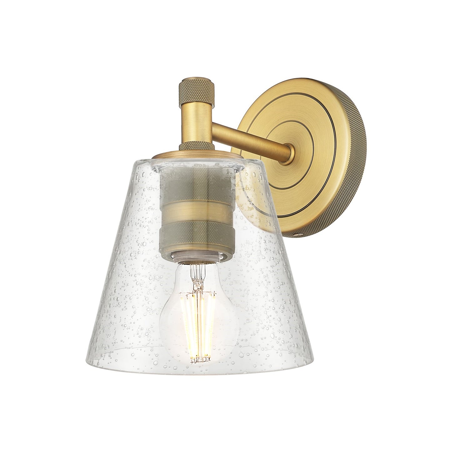 Innovations Caton 6in 1-Light Sconce | Industrial Brushed Brass and Frosted Glass | Bedroom & Hallway Accent Light | Model 434-1W-BB-G454