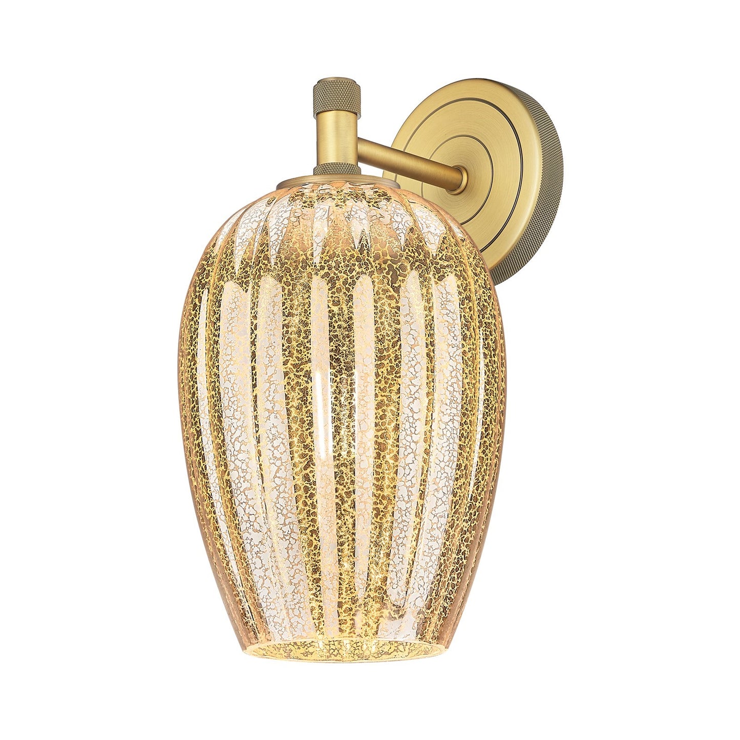 Innovations Preston Flute 6.25in 1-Light Sconce | Industrial Brushed Brass and Mercury Glass | Bedroom & Hallway Accent | Model 434-1W-BB-G457-6ME