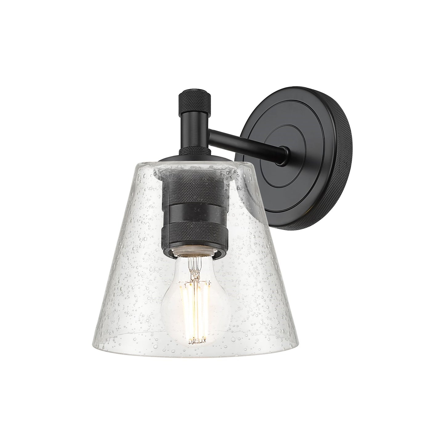 Innovations Caton 6in 1-Light Wall Sconce | Industrial Matte Black and Frosted Glass | Bedroom & Hallway Accent | Model 434-1W-BK-G454