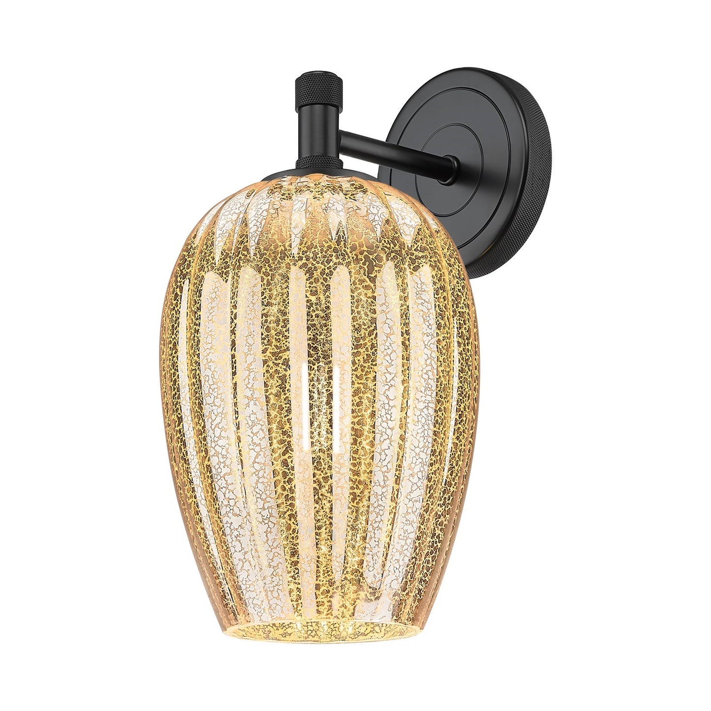 Innovations Preston Flute 6in 1-Light Wall Sconce | Industrial Matte Black and Mercury Glass | Bedroom & Hallway Accent | Model 434-1W-BK-G457-6ME