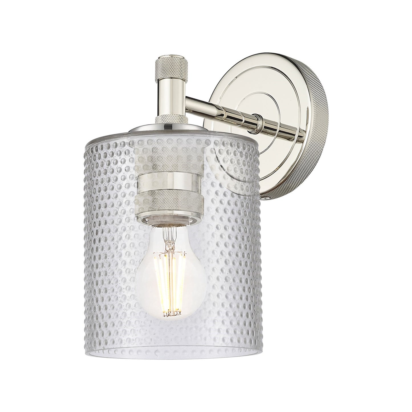 Innovations Cobbleskill 5in 1-Light Wall Sconce | Industrial Polished Nickel and Clear Glass | Hallway & Bathroom | Model 434-1W-PN-G112