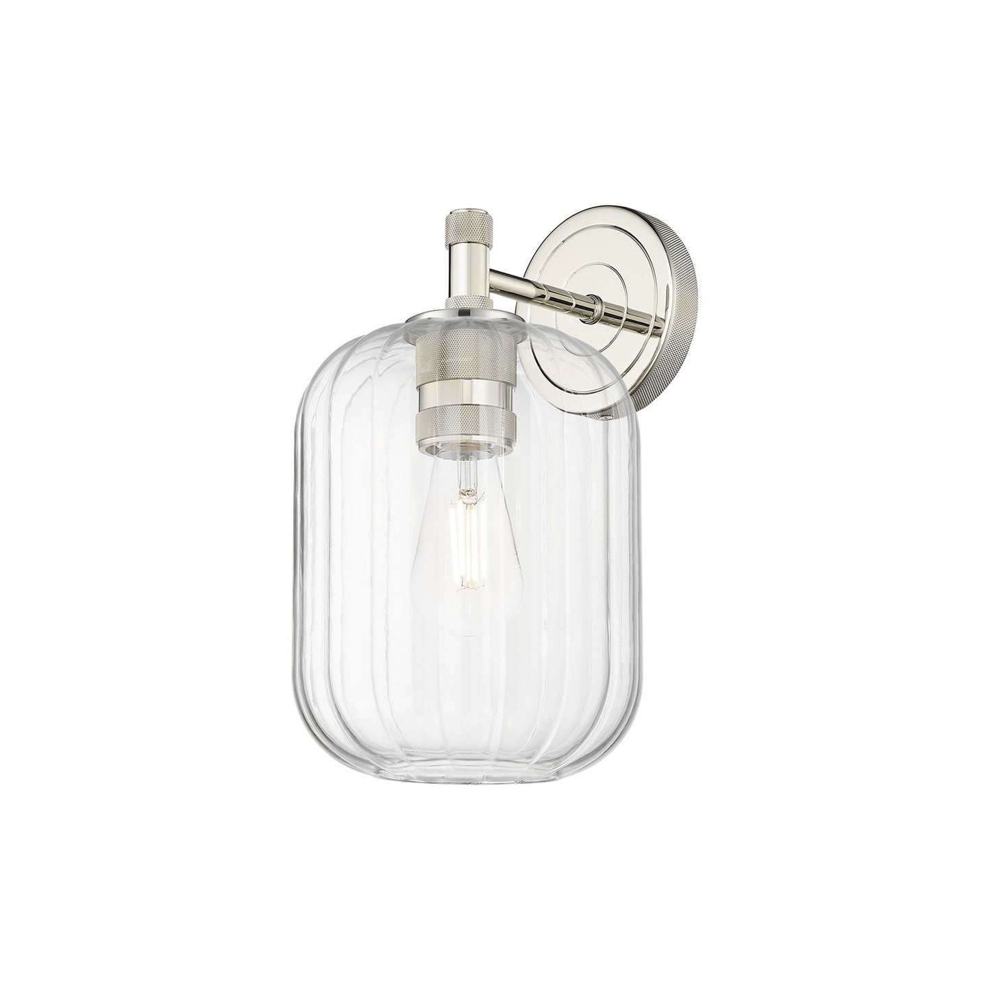 Innovations Preston Cylinder 7in 1-Light Wall Sconce | Industrial Polished Nickel and Clear Glass | Bathroom & Hallway | Model 434-1W-PN-G460-7CL