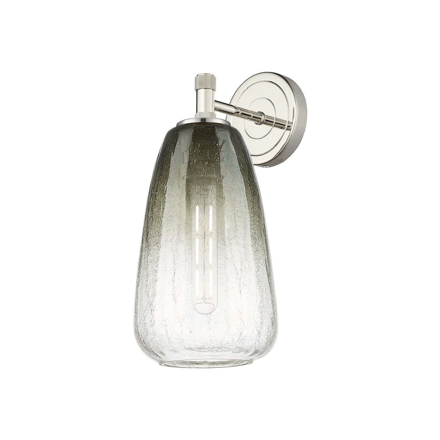 Innovations Brookhaven Almond 6in 1-Light Wall Sconce | Industrial Polished Nickel and Slate Glass | Bathroom & Hallway | Model 434-1W-PN-G480-6SL