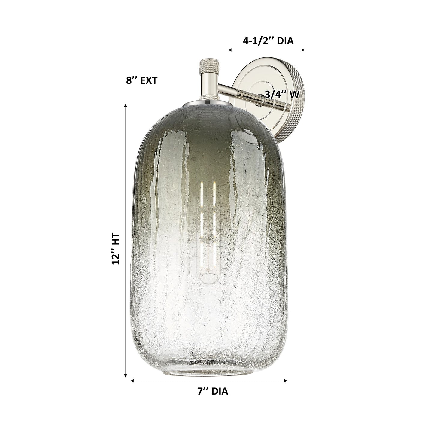 Innovations Brookhaven Cloche 7in 1-Light Wall Sconce | Industrial Polished Nickel Steel and Slate Glass | Bathroom & Hallway | Model 434-1W-PN-G482-7SL