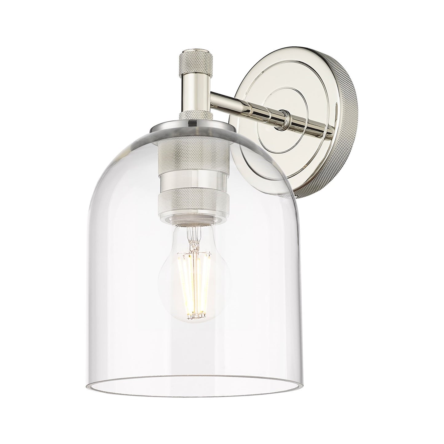 Innovations Bella 5.5in 1-Light Wall Sconce | Industrial Polished Nickel and Clear Glass | Bathroom & Hallway | Model 434-1W-PN-G558-6CL