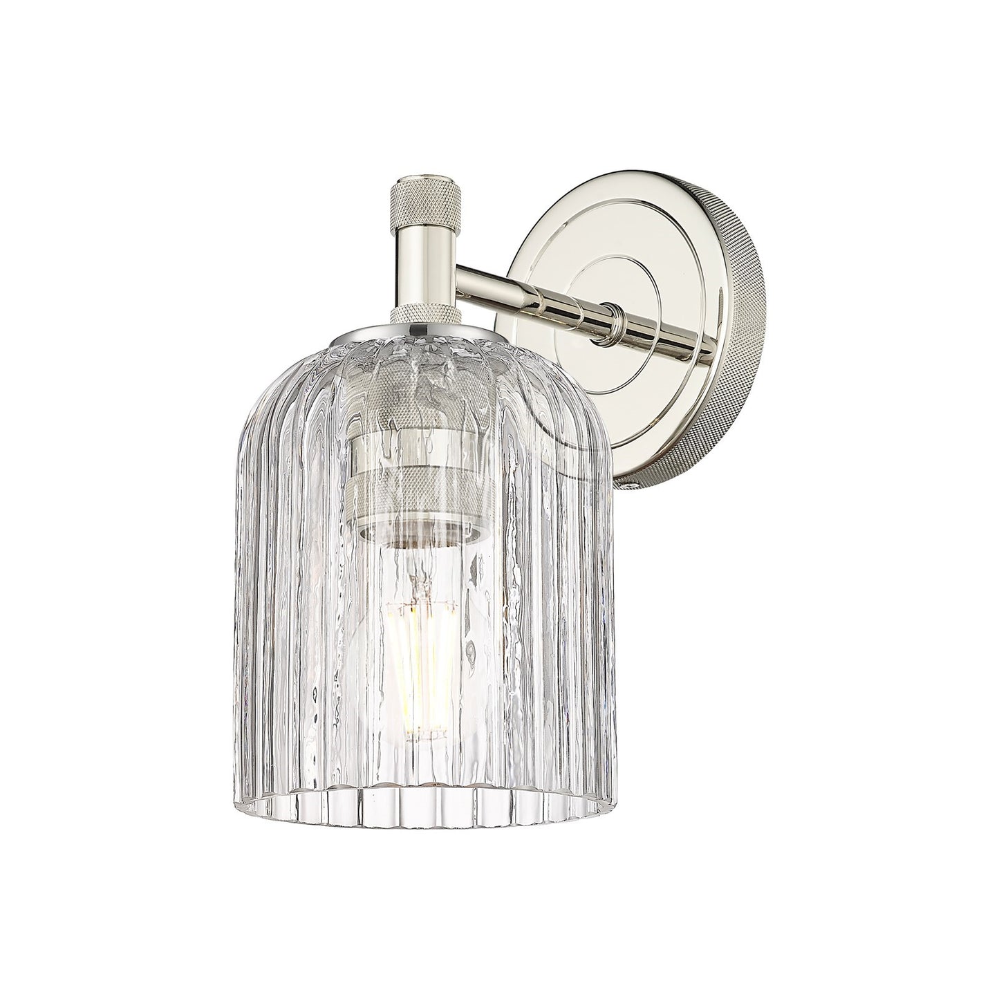 Innovations Crown Point 5in 1-Light Wall Sconce | Industrial Polished Nickel and Clear Glass | Bathroom & Hallway | Model 434-1W-PN-G559-5CL
