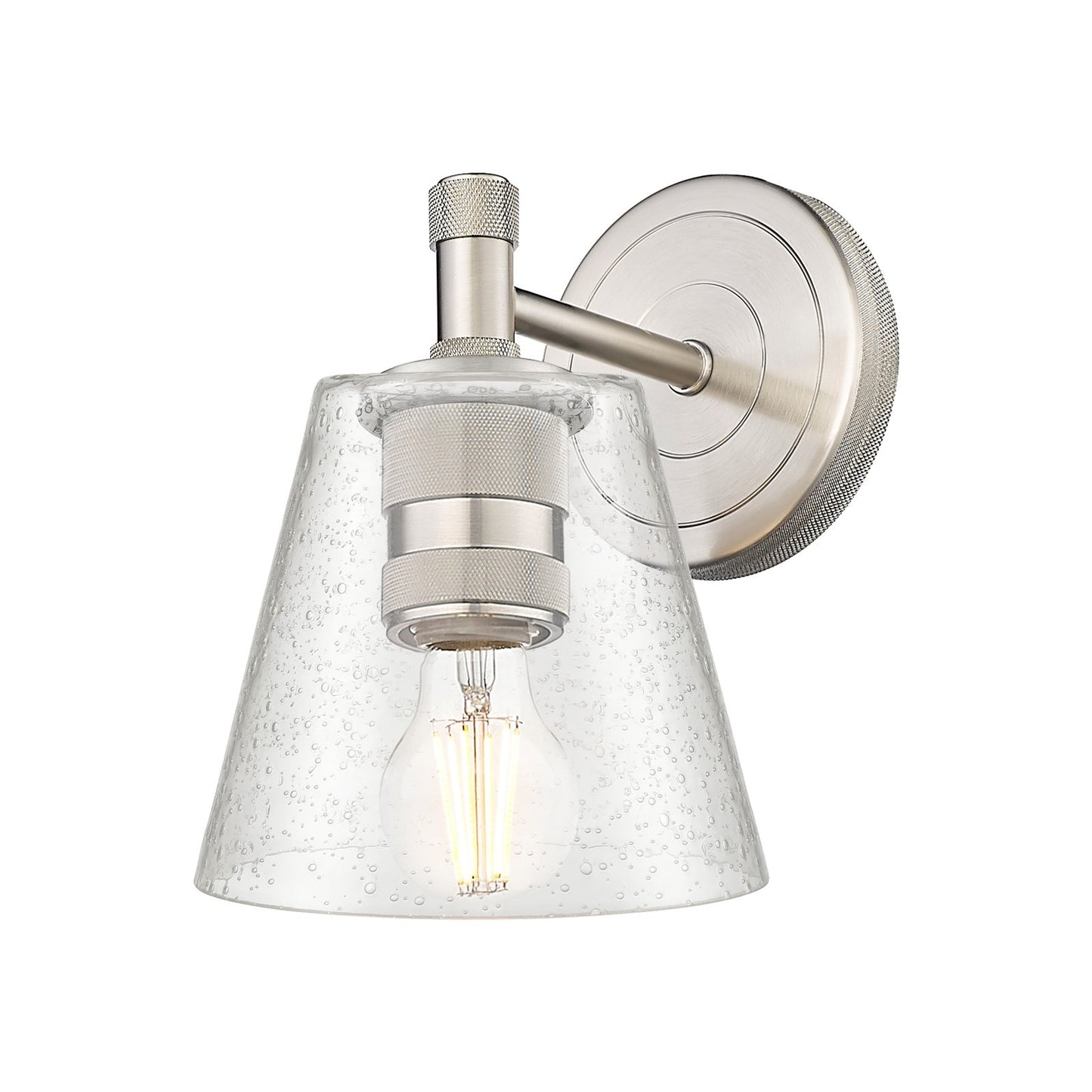 Innovations Lighting Caton 6in 1-Light Wall Sconce | Industrial Satin Nickel and Frosted Glass | Bathroom & Hallway | Model 434-1W-SN-G454