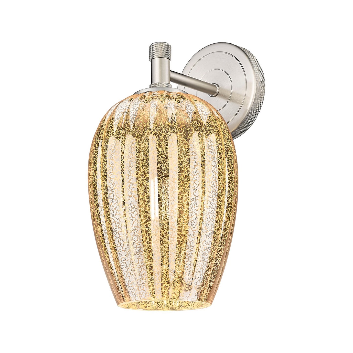 Innovations Lighting Preston Flute 6in 1-Light Wall Sconce | Industrial Satin Nickel and Mercury Glass | Bathroom | Model 434-1W-SN-G457-6ME