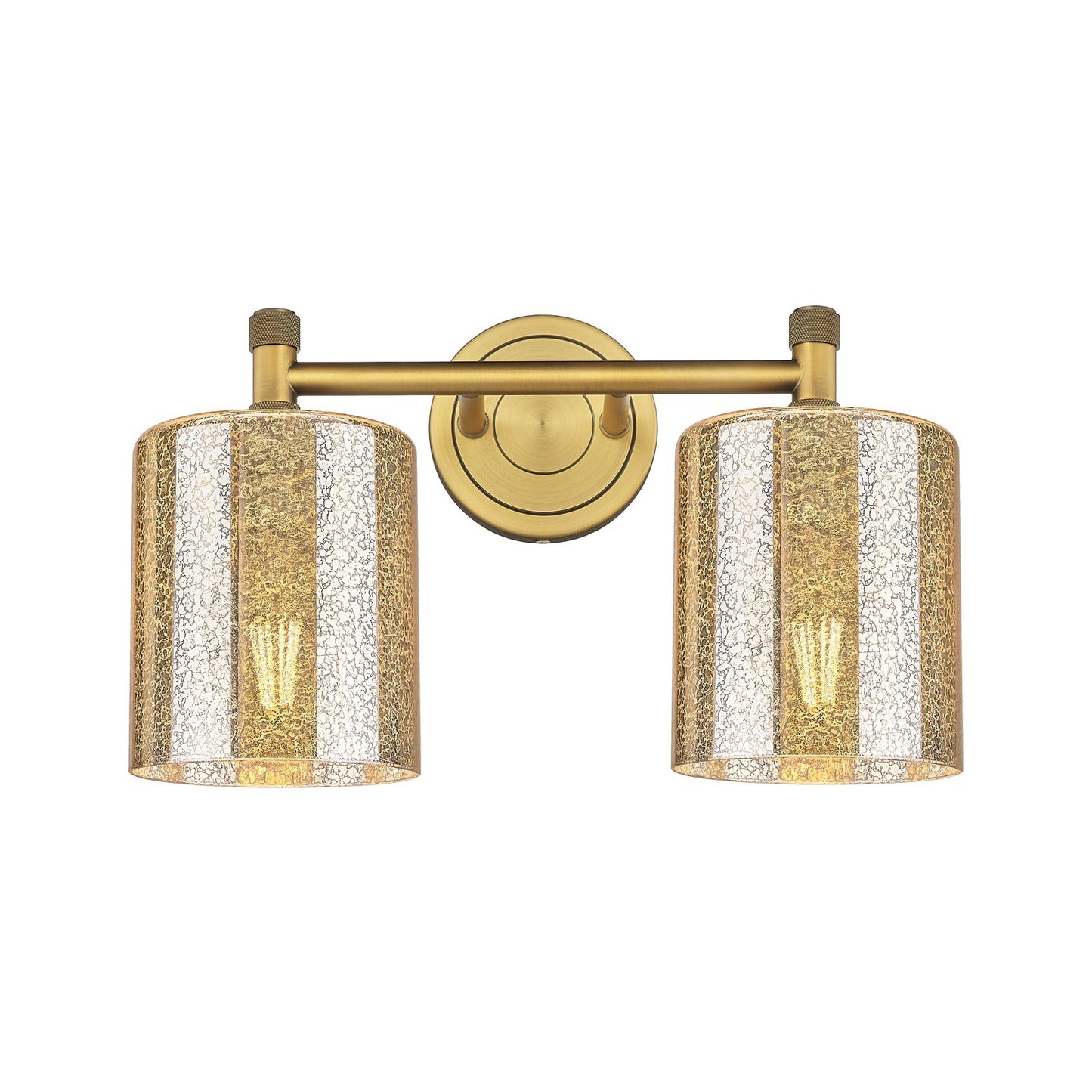 Innovations Cobbleskill 13in 2-Light Bath Vanity | Industrial Brushed Brass and Mercury Glass | Bathroom Vanity Light | Model 434-2W-BB-G116