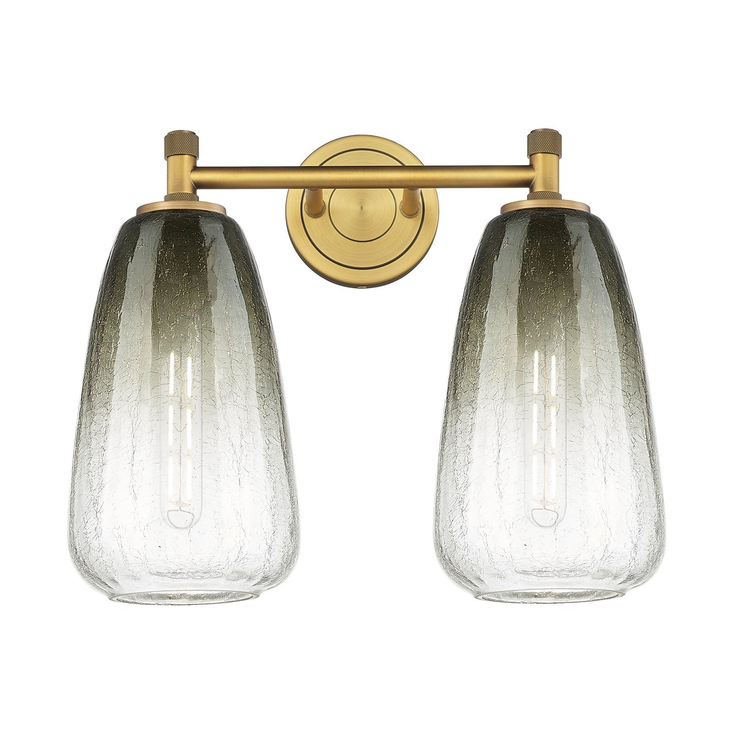 Innovations Brookhaven Almond 14in 2-Light Bath Vanity | Industrial Brushed Brass and Slate Glass | Bathroom & Powder Room | Model 434-2W-BB-G480-6SL