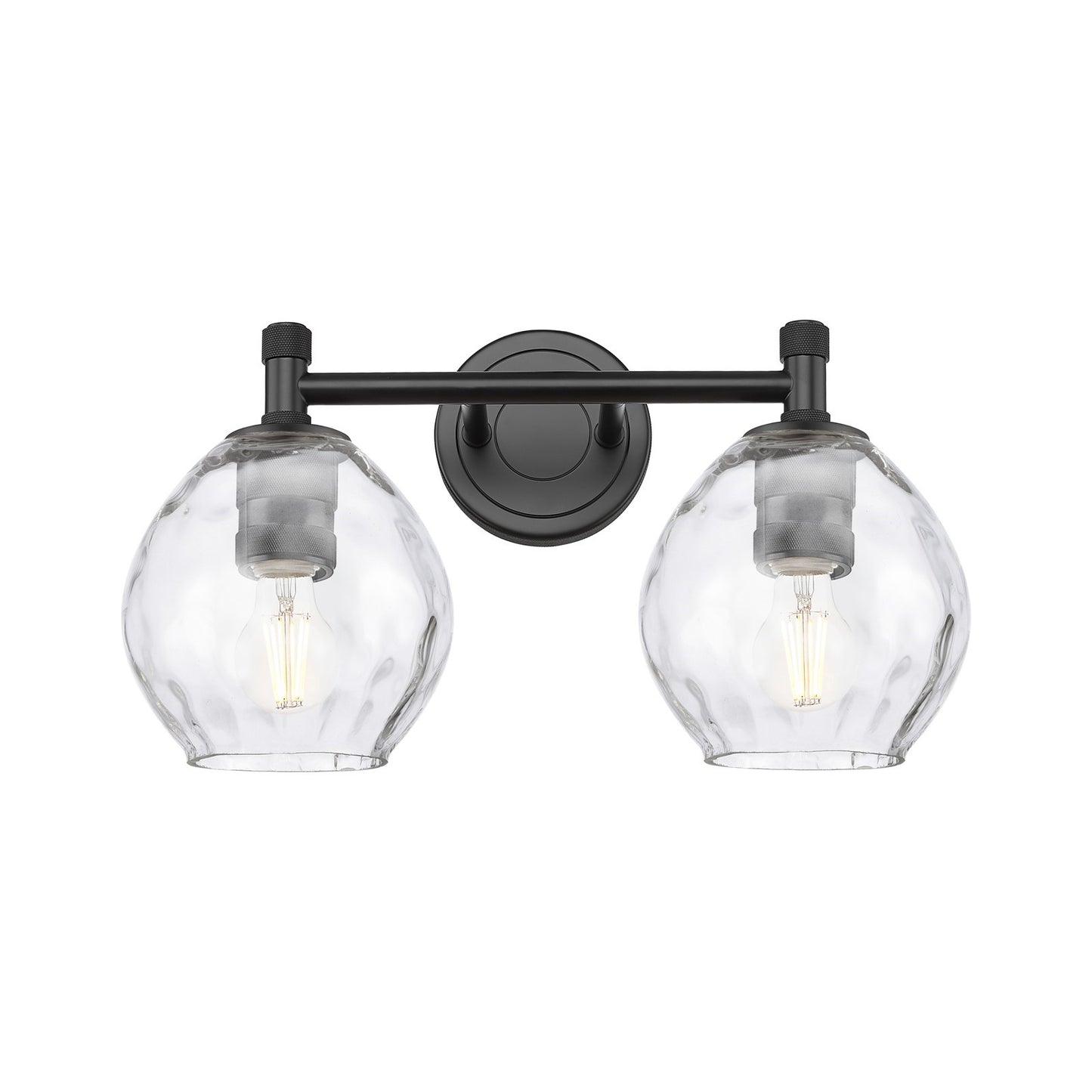 Innovations Waverly 14in 2-Light Bath Vanity Light | Industrial Matte Black and Clear Glass | Bathroom & Powder Room | Model 434-2W-BK-G362