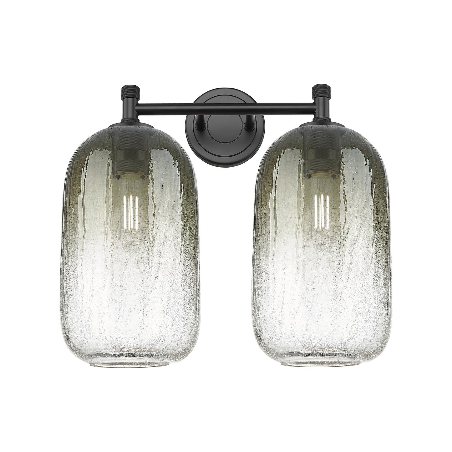 Innovations Brookhaven Cloche 15in 2-Light Bath Vanity | Industrial Matte Black and Slate Glass | Bathroom & Powder Room | Model 434-2W-BK-G482-7SL