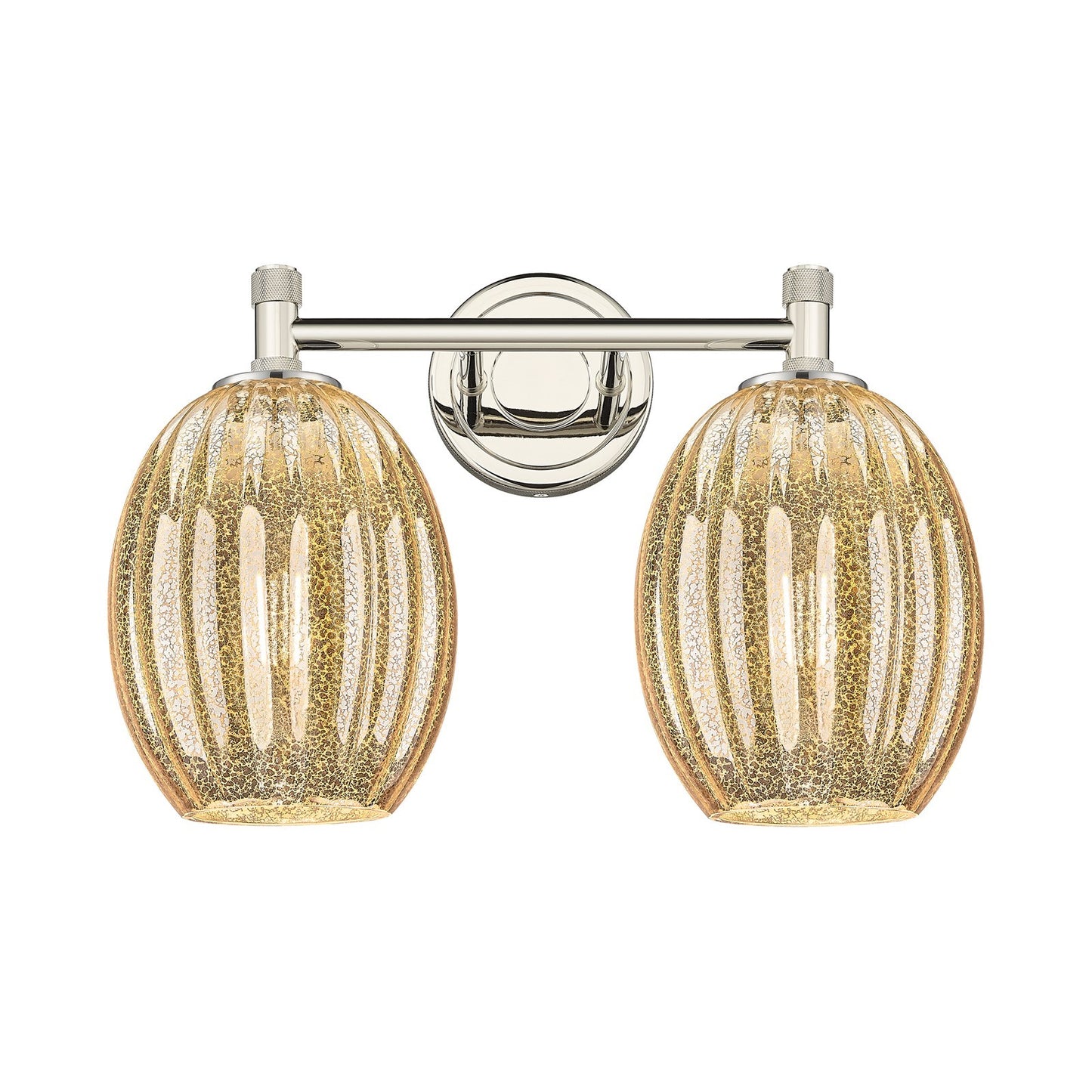 Innovations Preston Bulb 14in 2-Light Bath Vanity | Industrial Polished Nickel and Mercury Glass | Bathroom Vanity Light | Model 434-2W-PN-G459-6ME