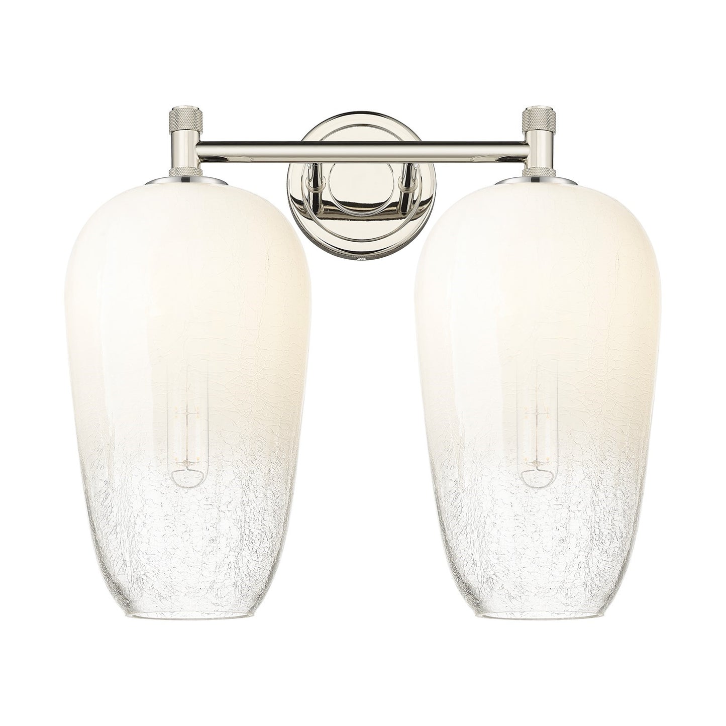 Innovations Brookhaven Flute 15in 2-Light Bath Vanity Light | Industrial Polished Nickel and Opal Glass | Bathroom | Model 434-2W-PN-G484-7OP