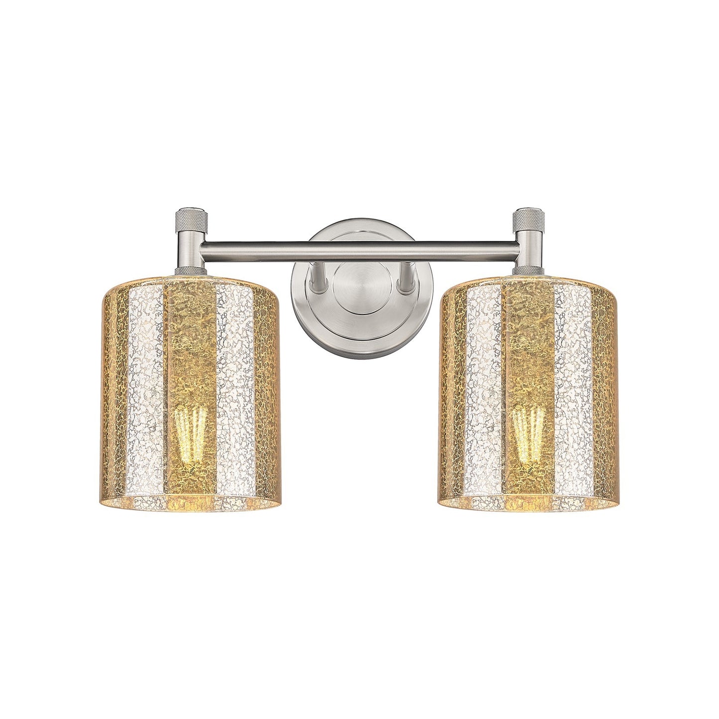 Innovations Cobbleskill 13in 2-Light Bath Vanity | Industrial Satin Nickel and Mercury Glass | Bathroom & Powder Room | Model 434-2W-SN-G116