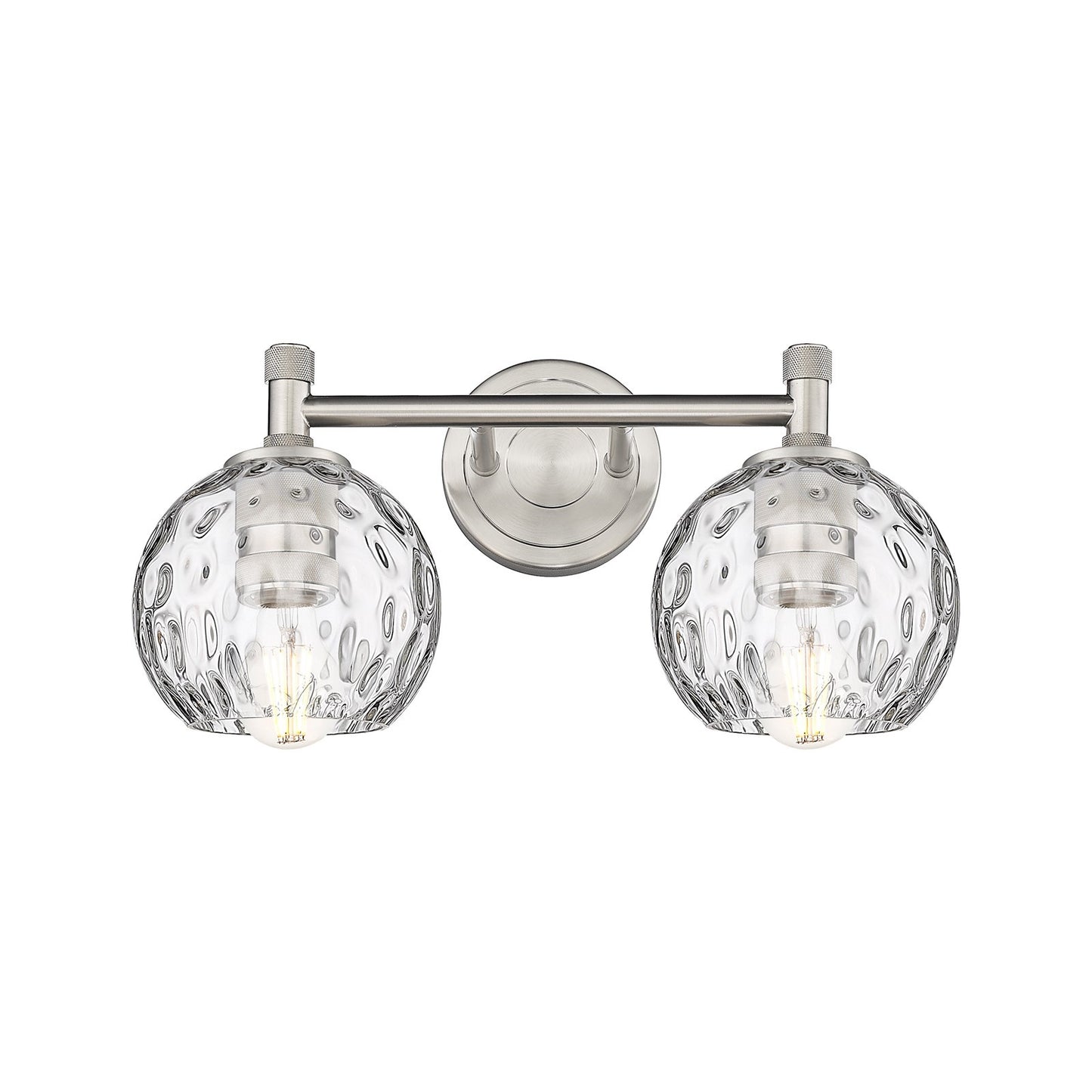 Innovations Athens Water Glass 14in 2-Light Bath Vanity | Industrial Satin Nickel and Clear Water Glass | Bathroom & Powder | Model 434-2W-SN-G1215-6