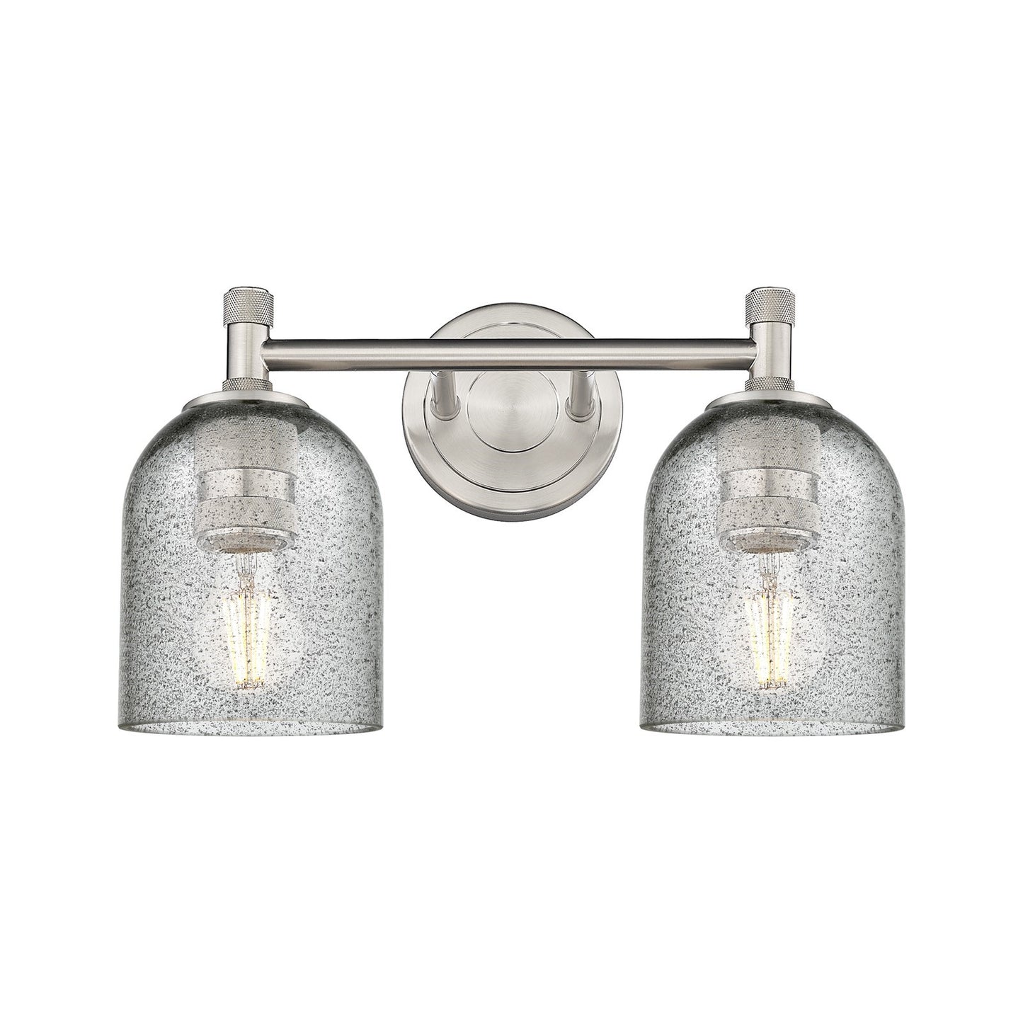 Innovations Caledonia 13in 2-Light Bath Vanity Light | Industrial Satin Nickel and Charcoal Glass | Bathroom Vanity | Model 434-2W-SN-G257