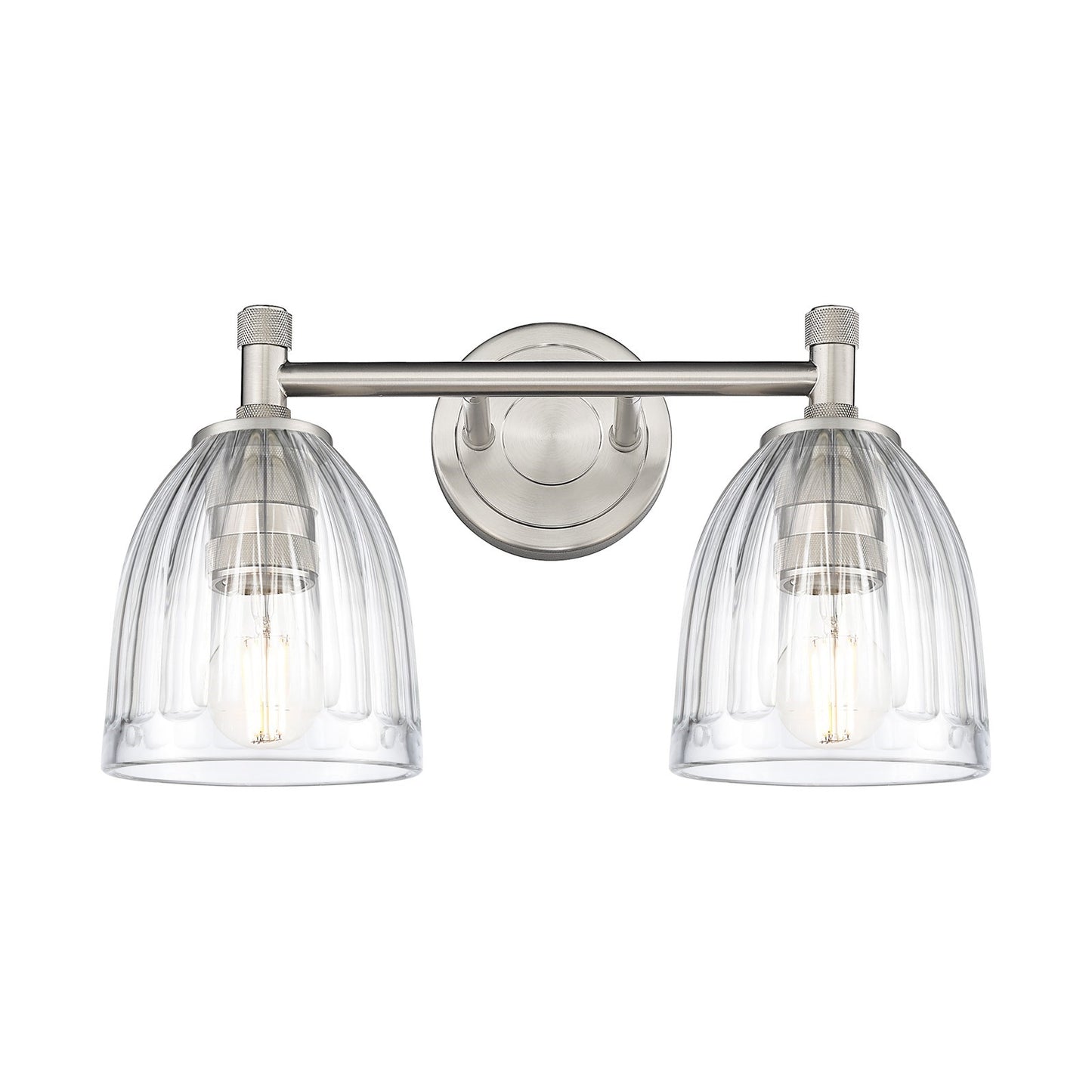 Innovations Brookfield 13.75in 2-Light Bath Vanity | Industrial Satin Nickel and Clear Glass | Bathroom & Powder Room | Model 434-2W-SN-G442