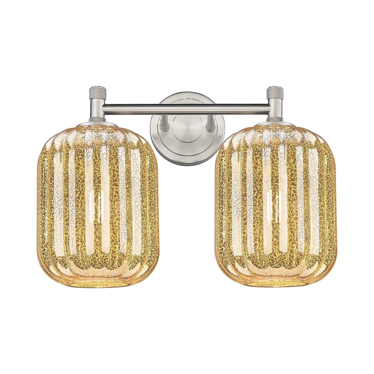 Innovations Preston Cylinder 15in 2-Light Bath Vanity | Industrial Satin Nickel and Mercury Glass | Bathroom & Powder Room | Model 434-2W-SN-G460-7ME