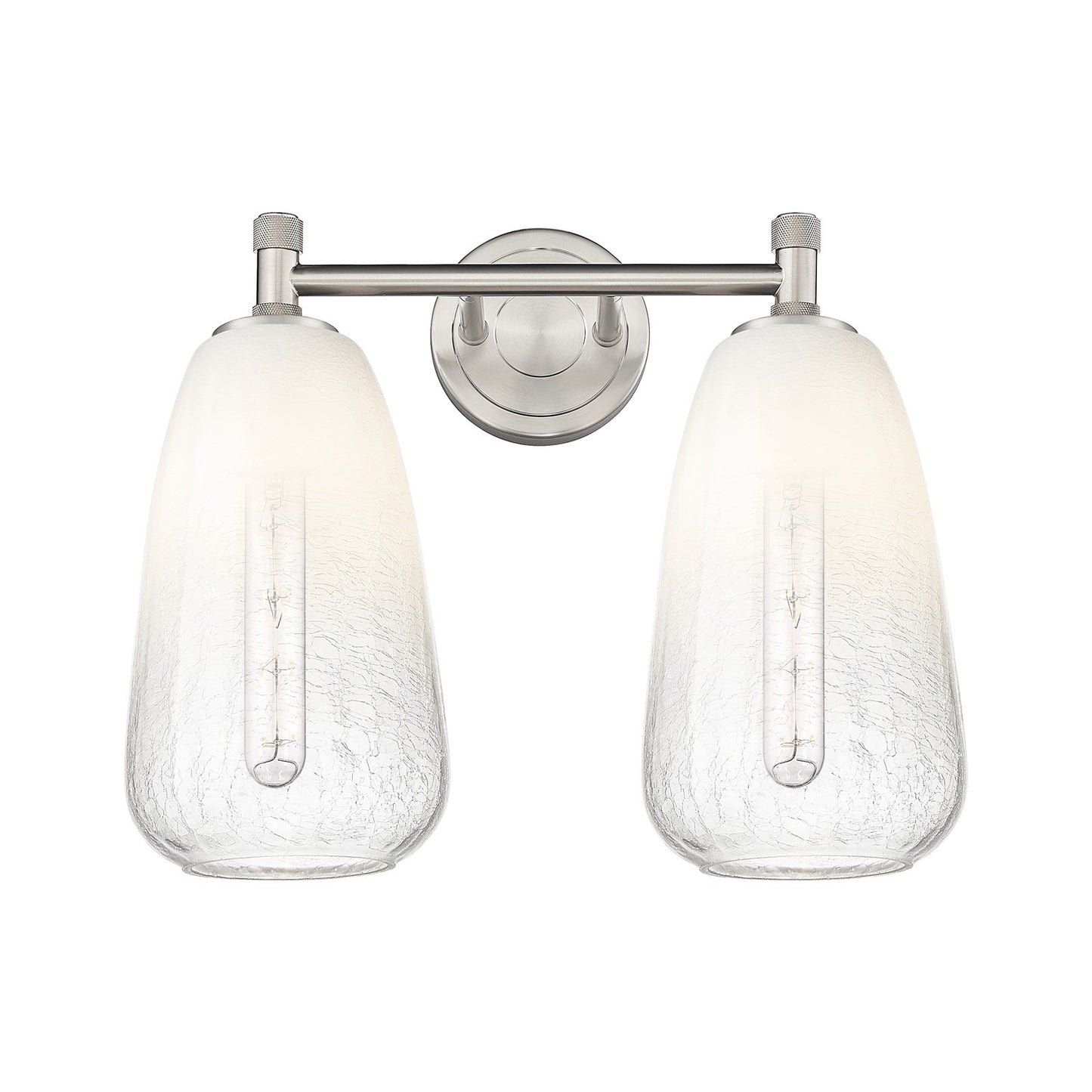 Innovations Brookhaven Almond 14in 2-Light Bath Vanity | Industrial Satin Nickel and Opal Glass | Bathroom & Powder Room | Model 434-2W-SN-G480-6OP