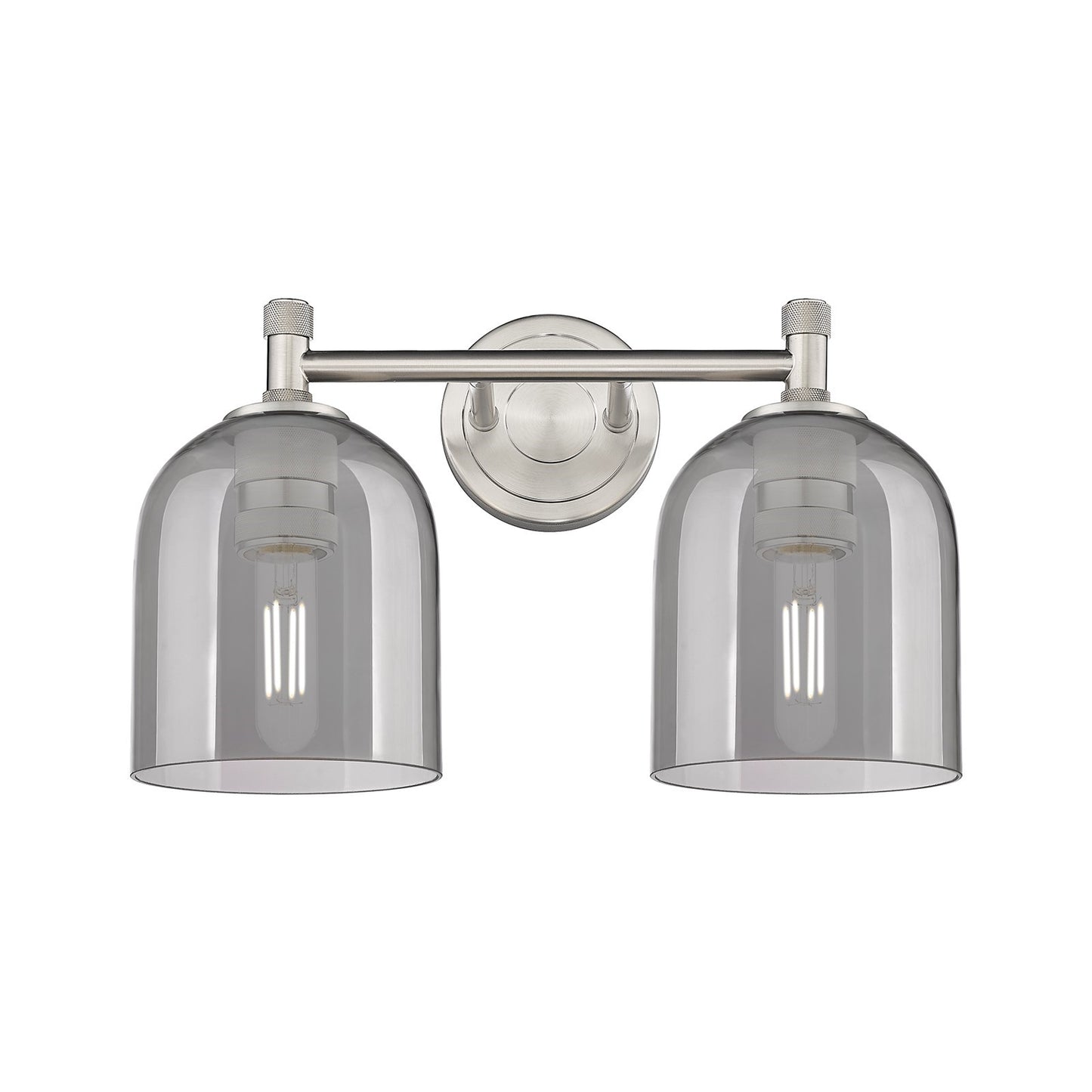 Innovations Bella 13in 2-Light Bath Vanity | Industrial Satin Nickel and Light Smoke Glass | Bathroom & Powder Room | Model 434-2W-SN-G558-6SM