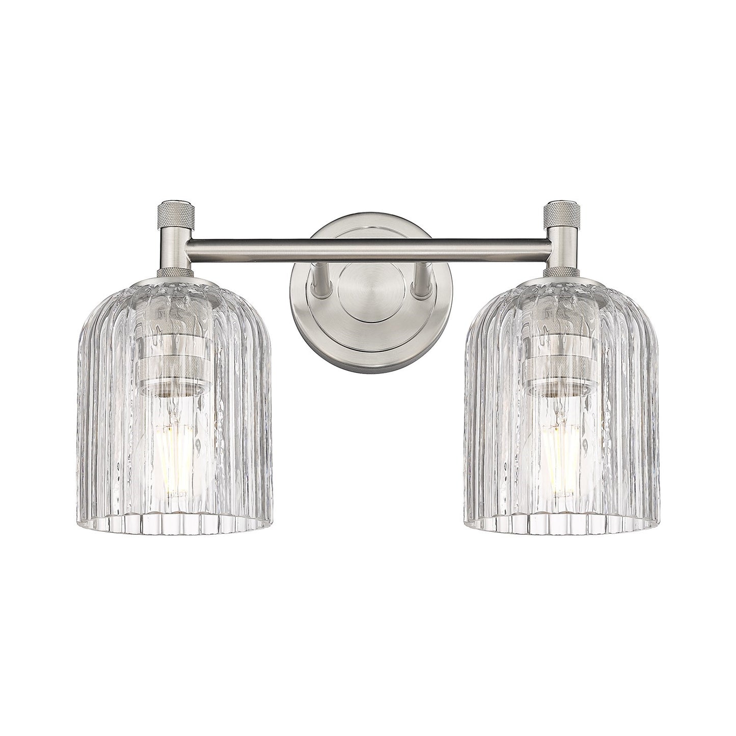 Innovations Crown Point 13in 2-Light Bath Vanity | Industrial Satin Nickel and Clear Glass | Bathroom & Powder Room | Model 434-2W-SN-G559-5CL