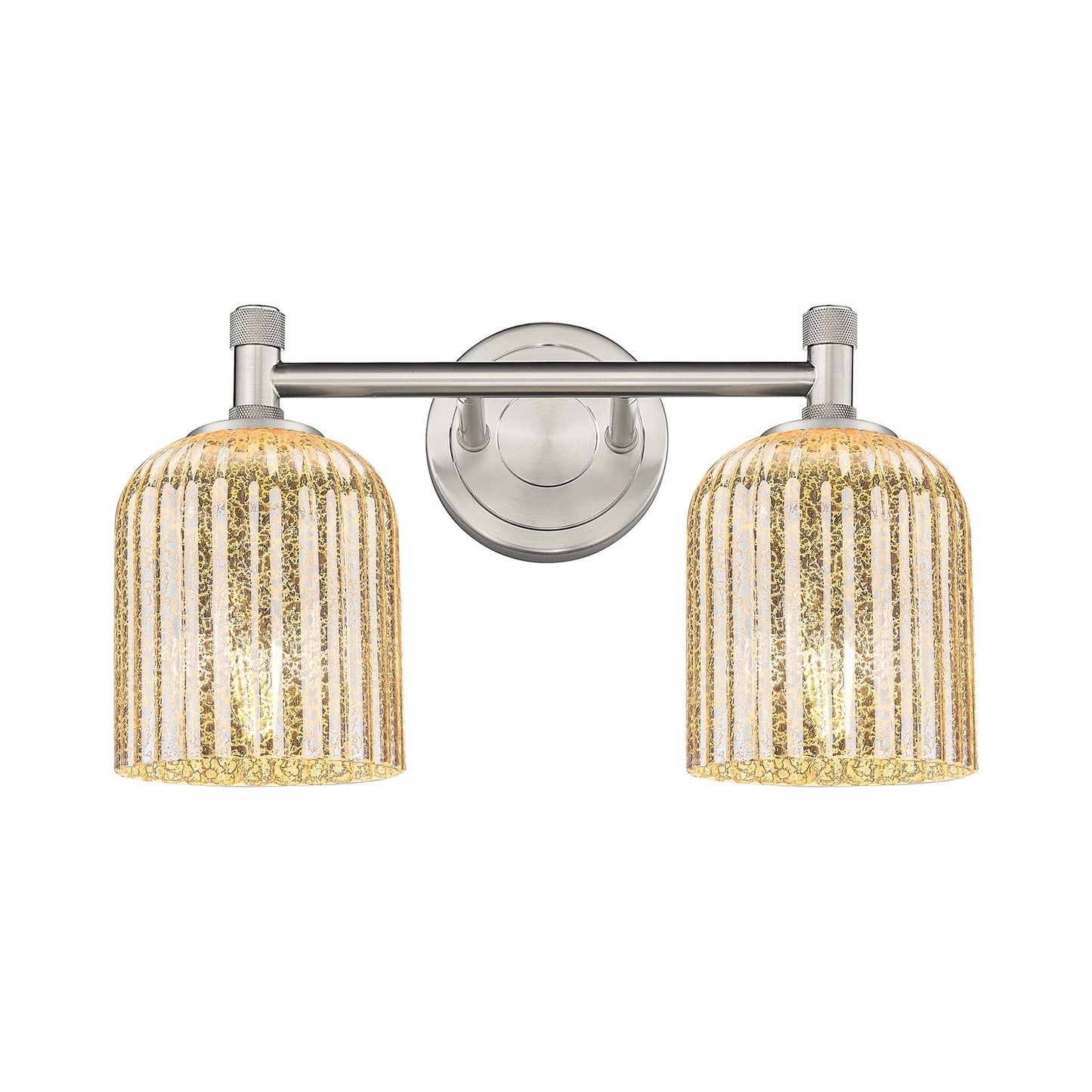 Innovations Crown Point 13in 2-Light Bath Vanity | Industrial Satin Nickel and Mercury Glass | Bathroom & Powder Room | Model 434-2W-SN-G559-5ME