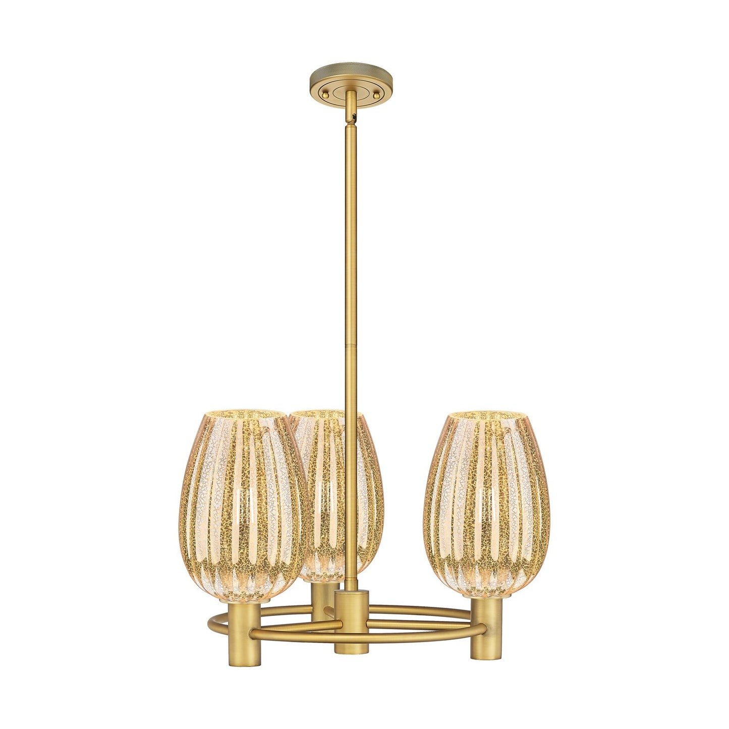 Innovations Preston Flute 20.25in 3-Light Pendant | Industrial Brushed Brass and Mercury Glass | Kitchen Island & Dining | Model 434-3CR-BB-G457-6ME