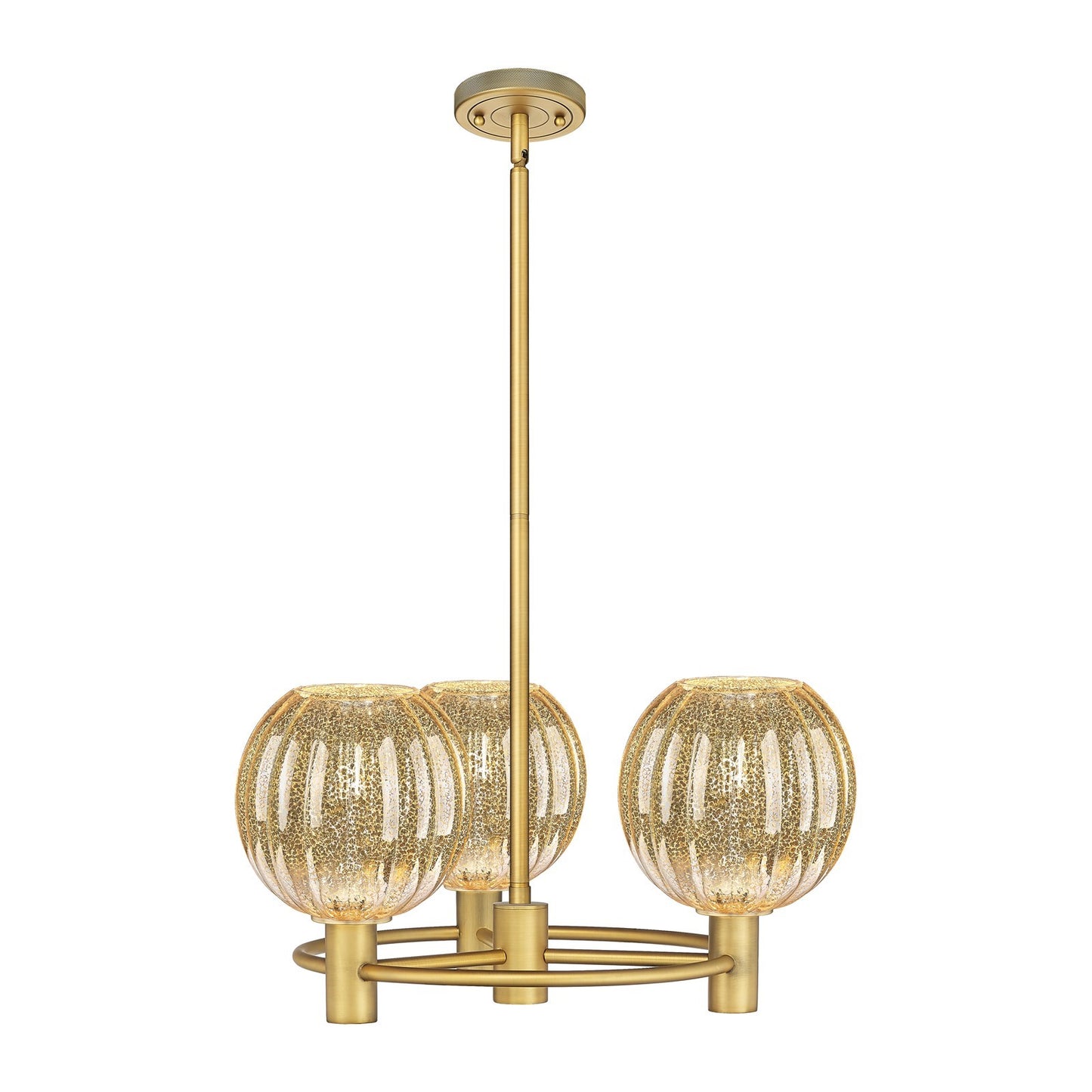 Innovations Preston Globe 21in 3-Light Pendant | Industrial Brushed Brass and Mercury Glass | Kitchen Island & Dining | Model 434-3CR-BB-G458-7ME