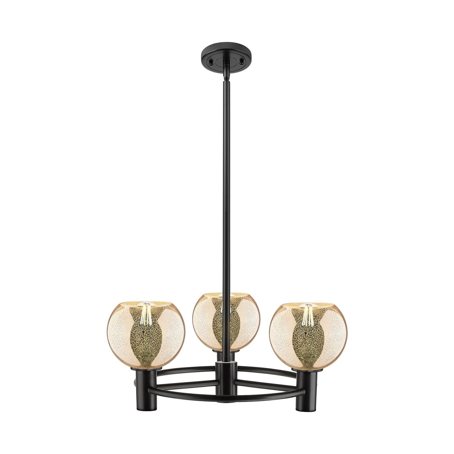 Innovations Athens Mercury 20in 3-Light Pendant | Industrial Matte Black and Mercury Glass | Kitchen Island & Dining Room | Model 434-3CR-BK-G128-6