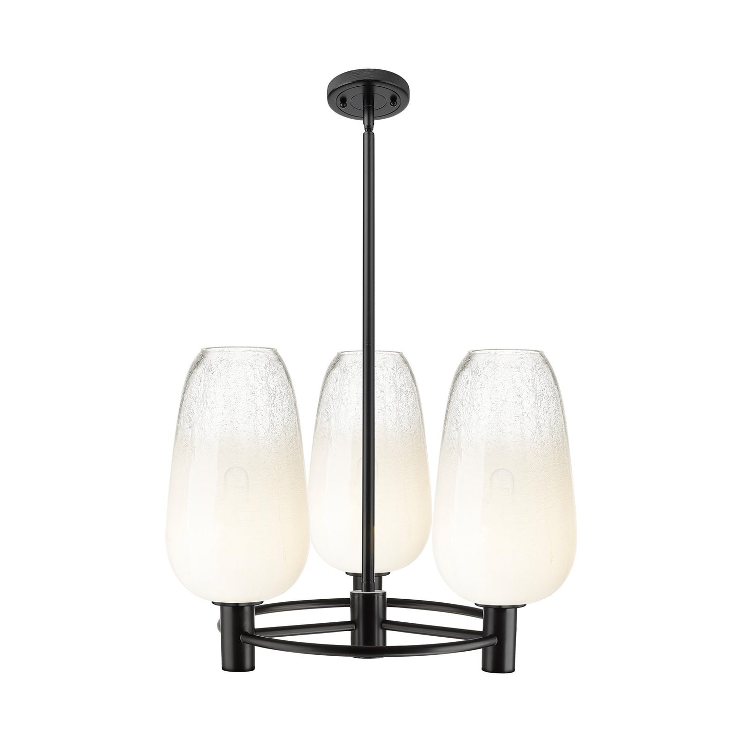 Innovations Brookhaven Flute 21in 3-Light Pendant | Industrial Matte Black and Opal Glass | Kitchen Island & Dining Room | Model 434-3CR-BK-G484-7OP