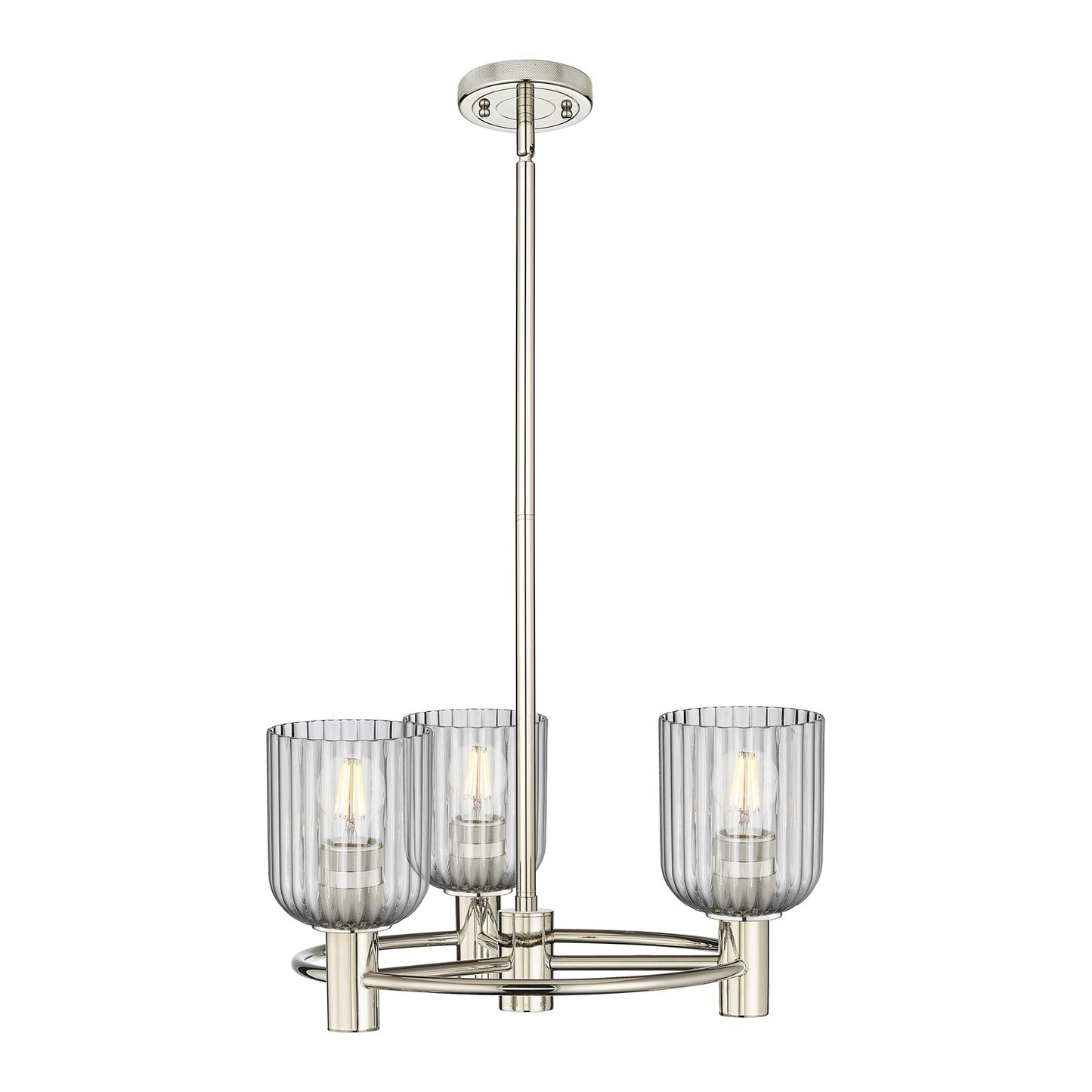 Innovations Crown Point 19in 3-Light Pendant | Industrial Polished Nickel and Light Smoke Glass | Kitchen Island & Dining | Model 434-3CR-PN-G559-5SM