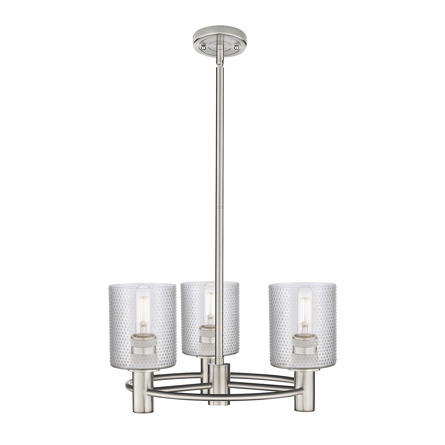 Innovations Cobbleskill 19in 3-Light Pendant | Industrial Satin Nickel and Clear Glass | Kitchen Island & Dining Room | Model 434-3CR-SN-G112