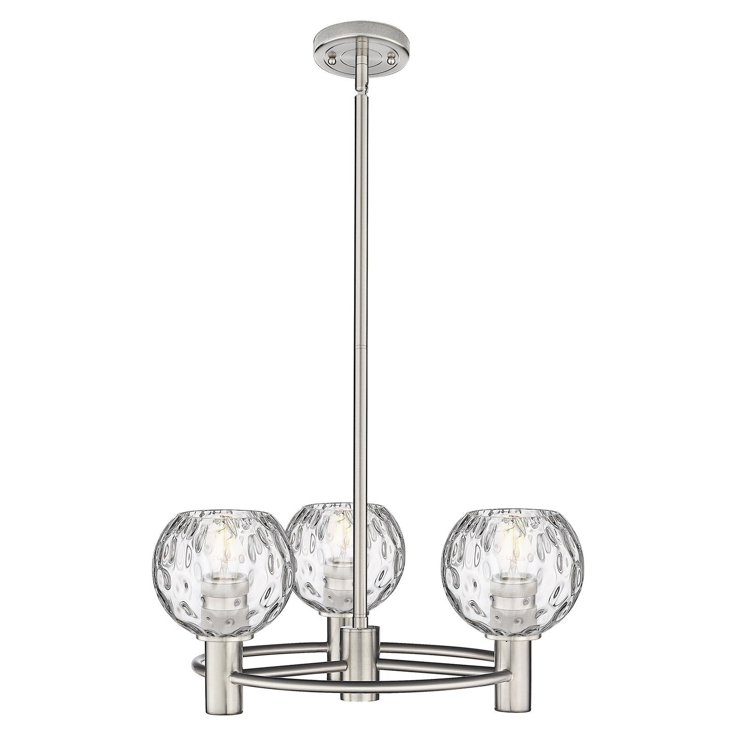 Innovations Athens Water Glass 20in 3-Light Pendant | Industrial Satin Nickel and Clear Glass | Kitchen Island & Dining | Model 434-3CR-SN-G1215-6