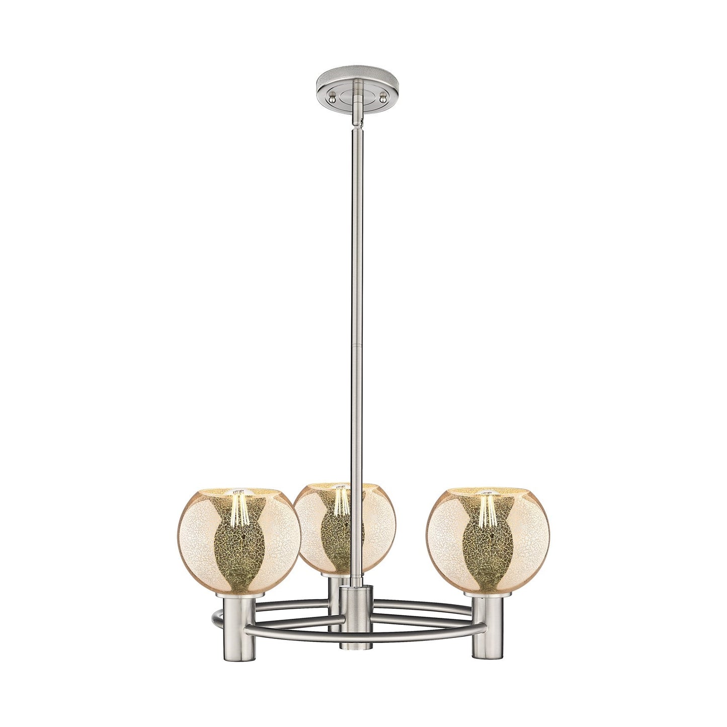 Innovations Athens Mercury 20in 3-Light Pendant | Industrial Satin Nickel and Mercury Glass | Kitchen Island & Dining Room | Model 434-3CR-SN-G128-6