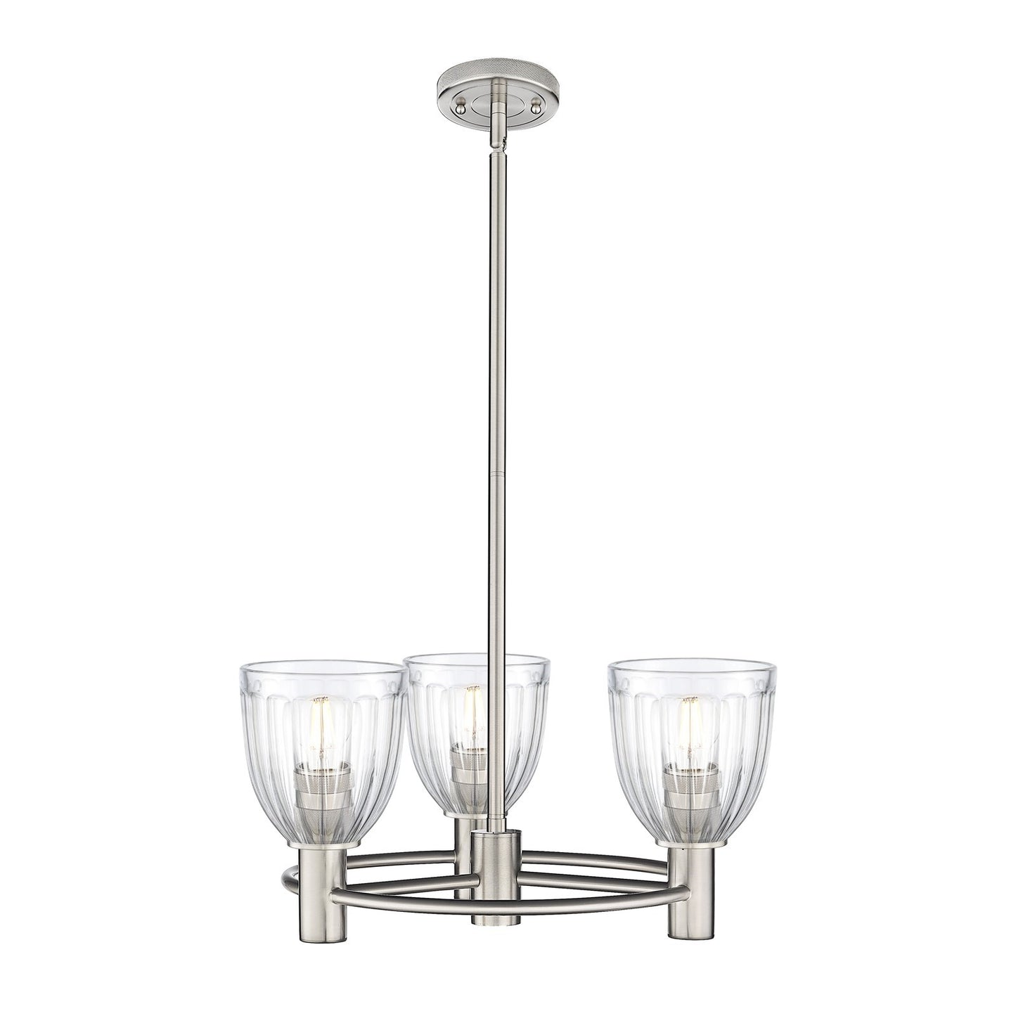 Innovations Brookfield 20in 3-Light Pendant | Industrial Satin Nickel and Clear Glass | Kitchen Island & Dining Room | Model 434-3CR-SN-G442