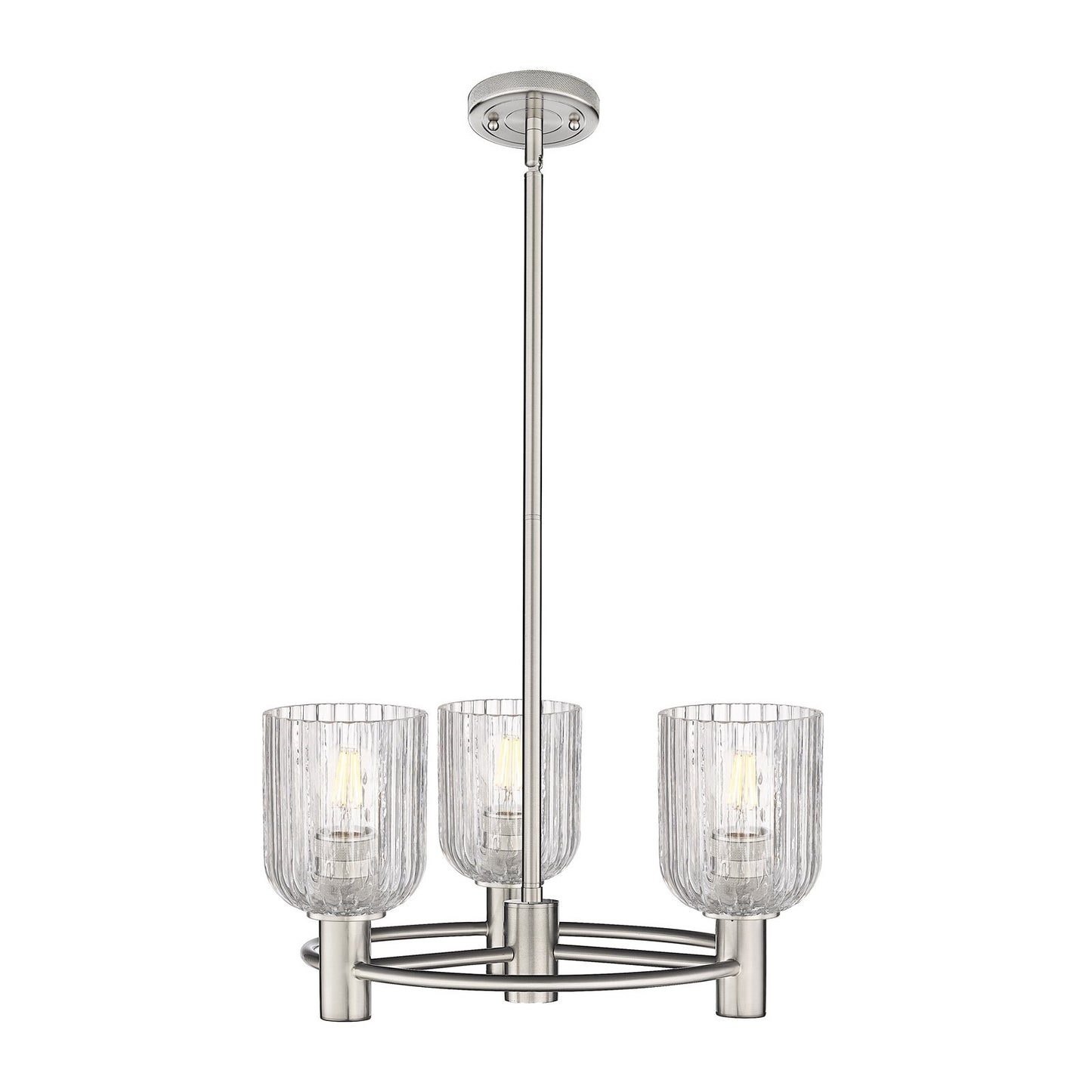 Innovations Crown Point 19in 3-Light Pendant | Industrial Satin Nickel and Clear Glass | Kitchen Island & Dining Room | Model 434-3CR-SN-G559-5CL