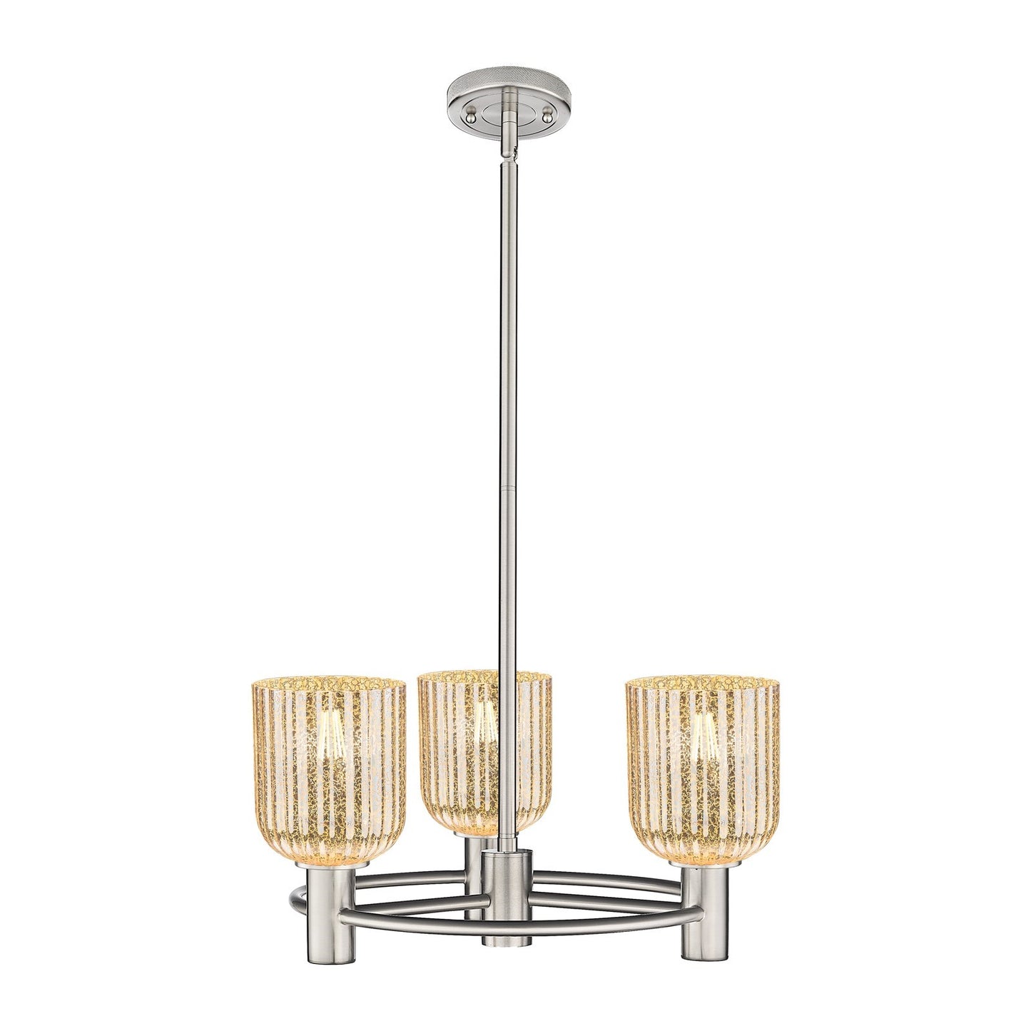 Innovations Crown Point 19in 3-Light Pendant | Industrial Satin Nickel and Mercury Glass | Kitchen Island & Dining Room | Model 434-3CR-SN-G559-5ME