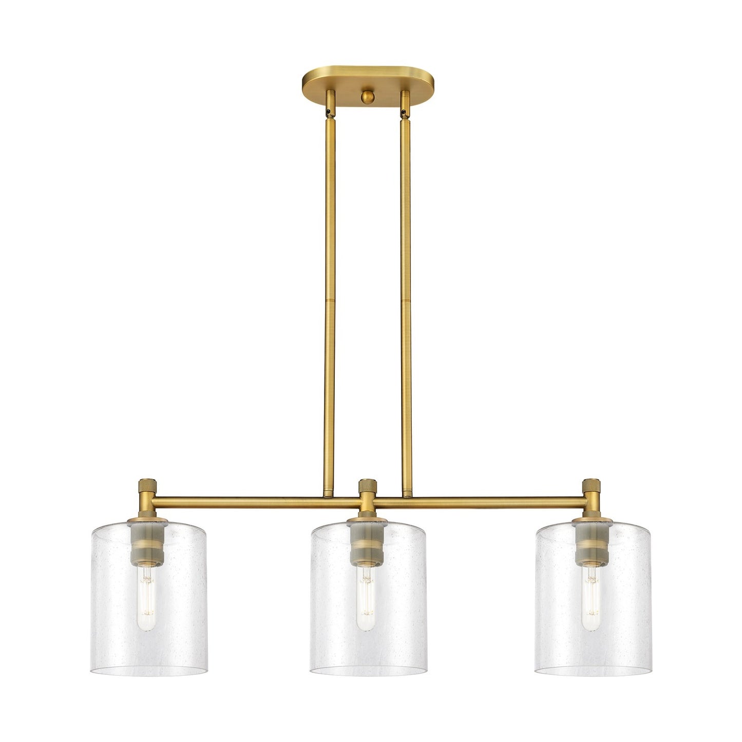 Innovations Paladin 34in 3-Light Island Light | Industrial Brushed Brass and Seedy Glass | Kitchen Island & Dining Room | Model 434-3I-BB-G4424-7