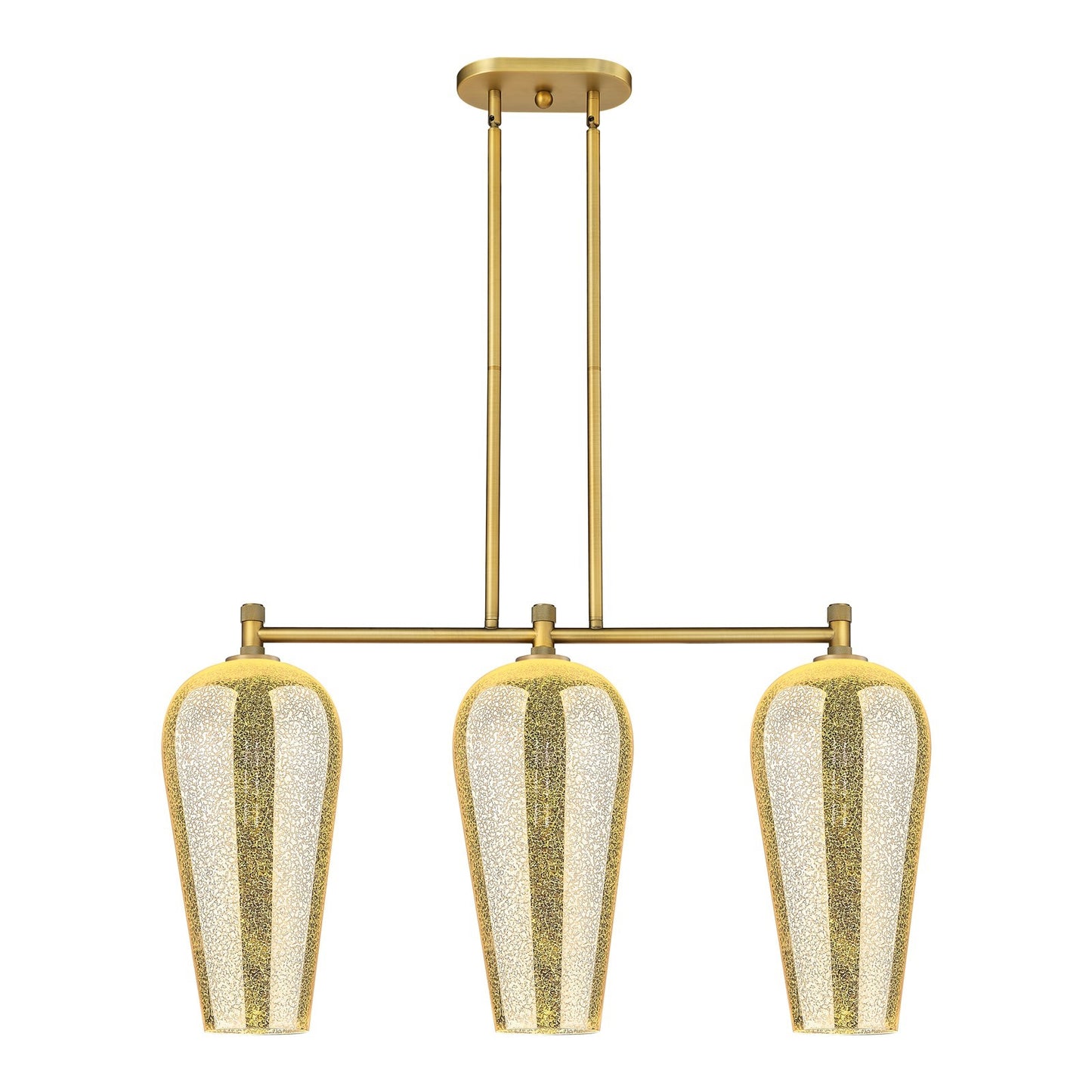Innovations Chelsea 35in 3-Light Island Light | Industrial Brushed Brass and Mercury Glass | Kitchen Island & Dining Room | Model 434-3I-BB-G456-8ME