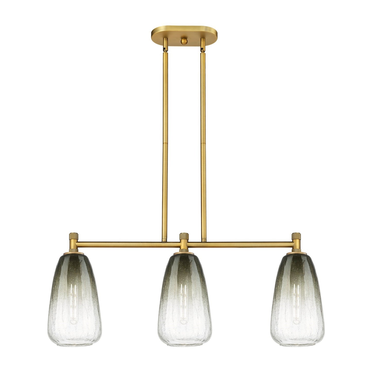 Innovations Brookhaven Almond 33in 3-Light Island | Industrial Brushed Brass and Slate Glass | Kitchen Island & Dining | Model 434-3I-BB-G480-6SL
